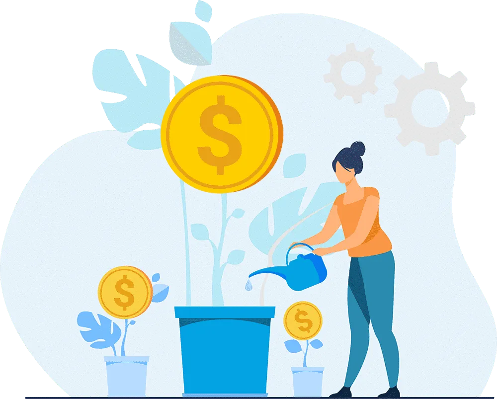 Illustration of a Perth woman growing her financial assets through smart finance choices
