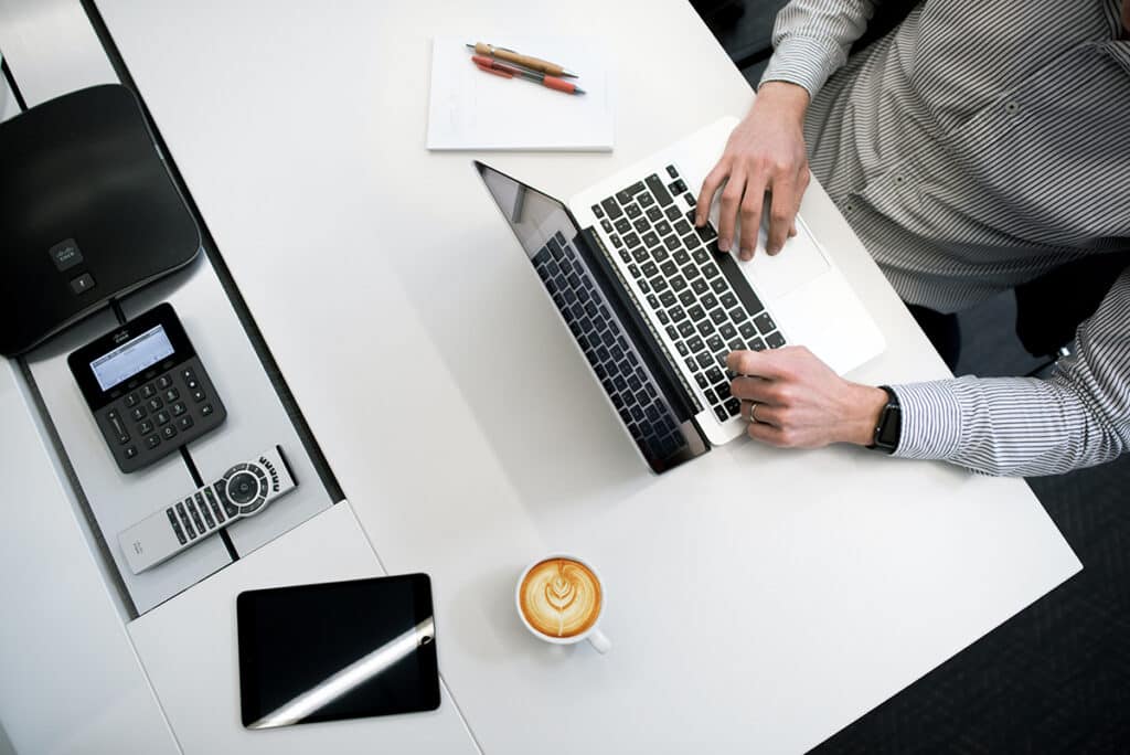 Commercial business owner working to find a loan for his business