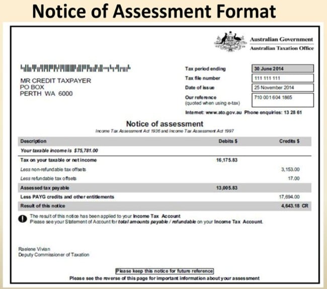Notice of assessment required by a Perth mortgage broker