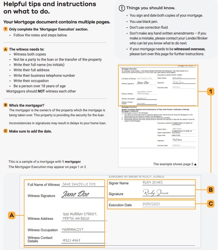 A typical mortgage title that you will need to sign. Perth's Best Mortgage Broker Your Future Set