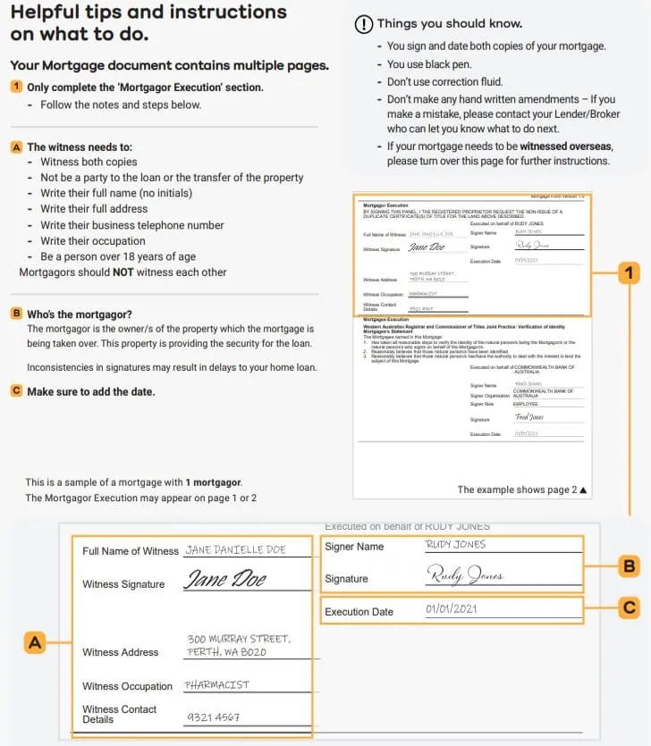 A typical mortgage title that you will need to sign. Perth's Best Mortgage Broker Your Future Set